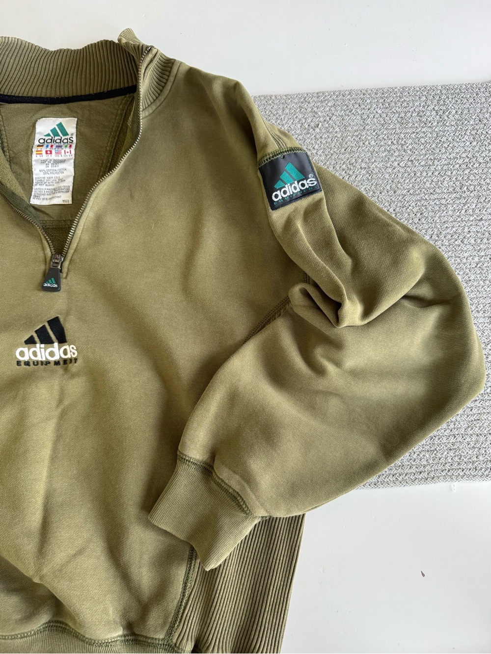 Vintage 90’s Adidas Equipment Olive Green Quarter Zip Sweatshirt Size Small